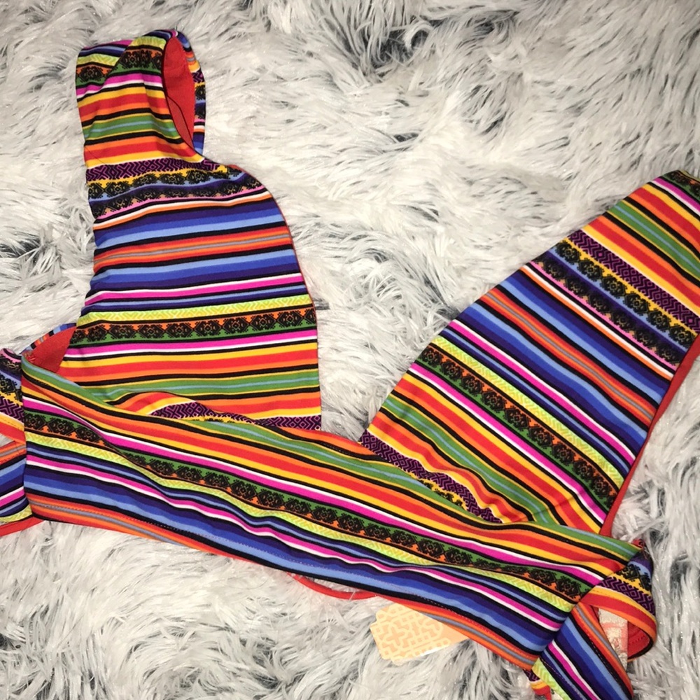 Gianni Bini Multi-colored Stripe Bikini Top